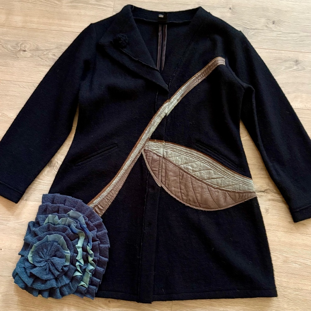 CoVelo Wool Floral Appliqué Jacket